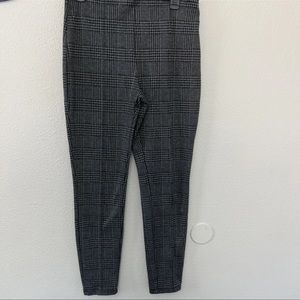 Tahari Glen Plaid Houndstooth Stretch Waist Black Waist Skinny Pants Sz Large